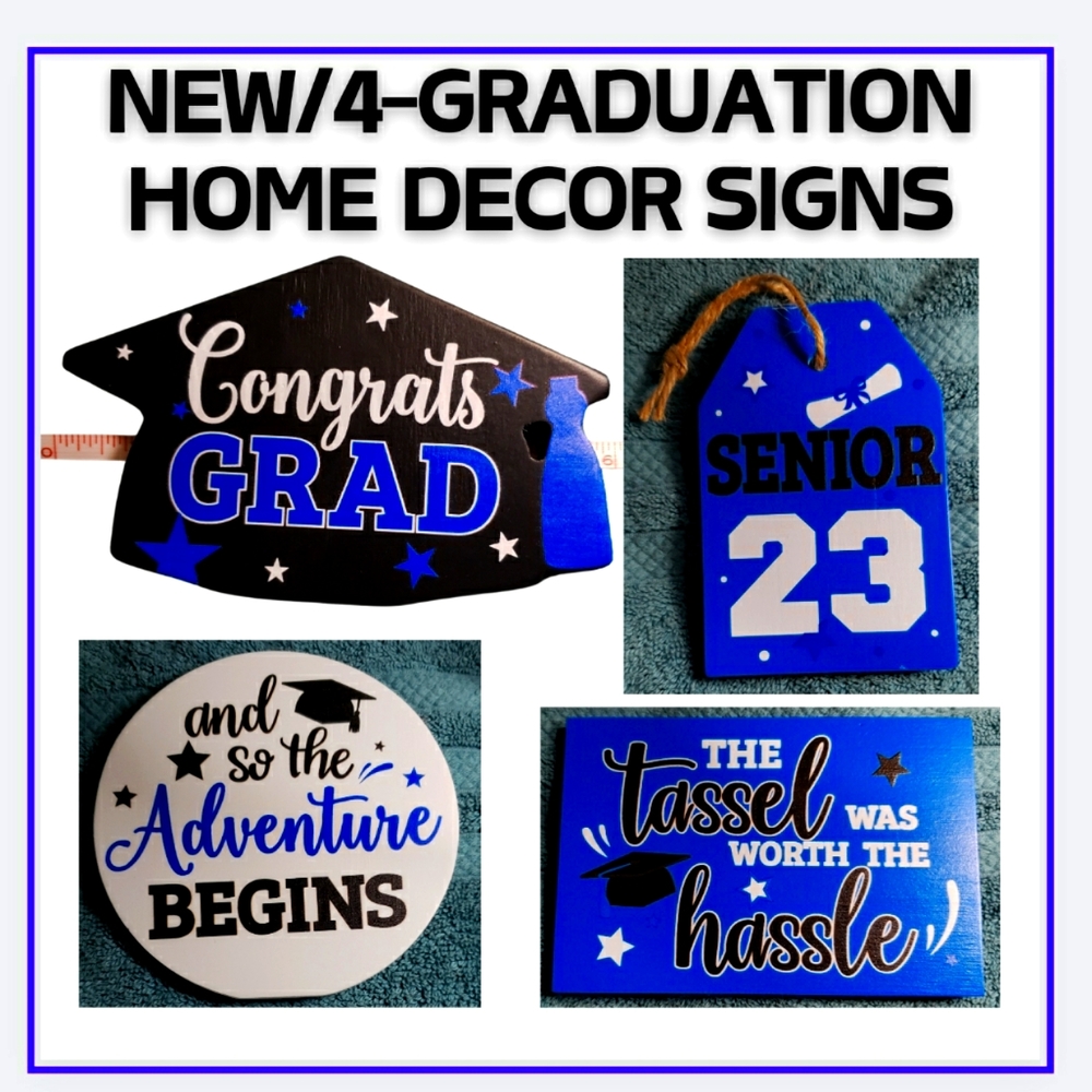 🥳NEW/SET OF 4-GRADUATION SIGNS WOODEN HOME DECOR